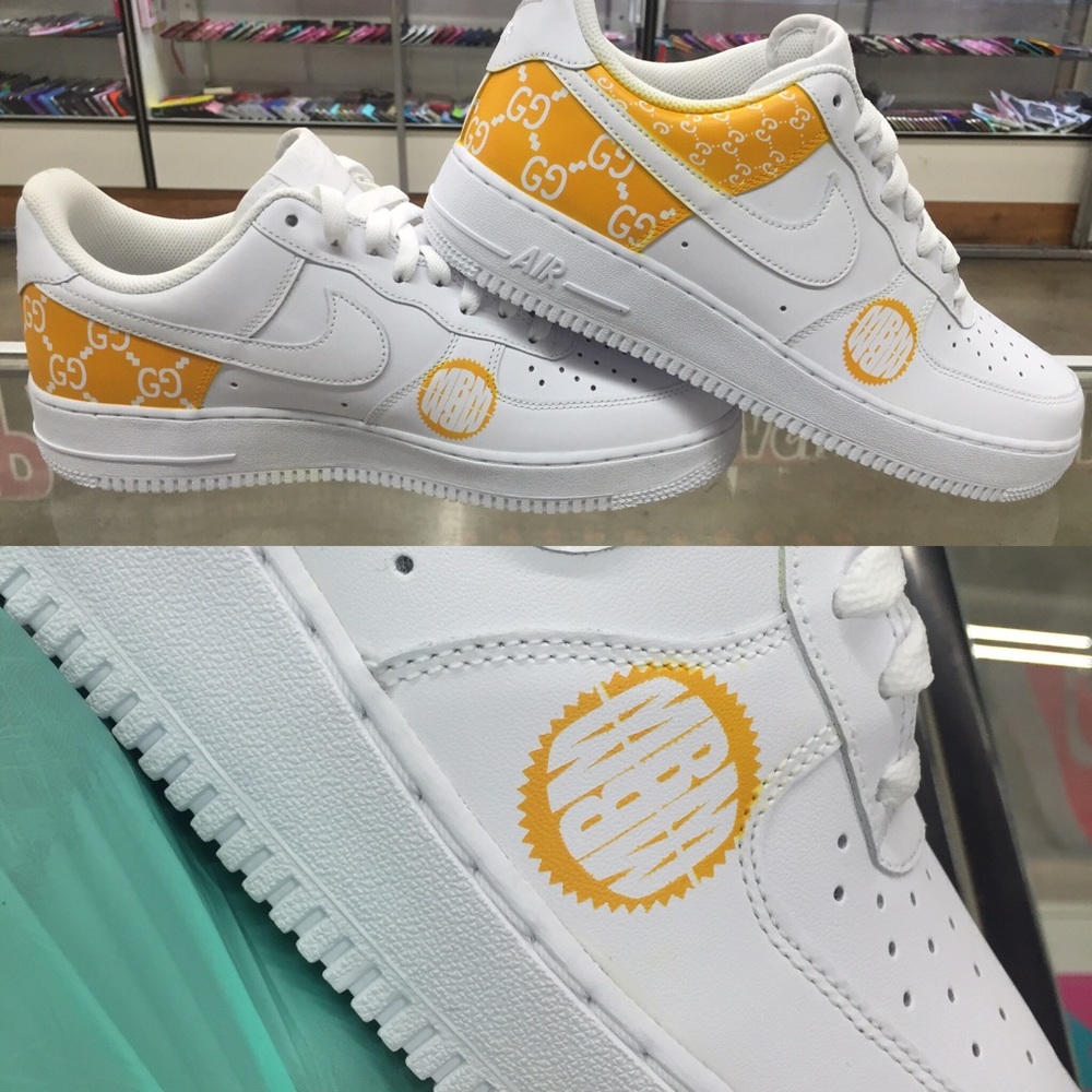 Custom Air Force Ones Gucci Mirrored Logo MBM